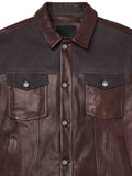 Purple Brand leather-panelled denim jacket