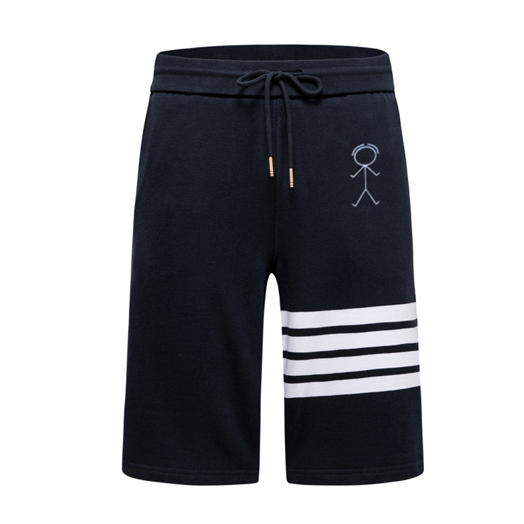 Thom Browne Style Unisex Casual Sweatpants with Signature Four-Bar Detail